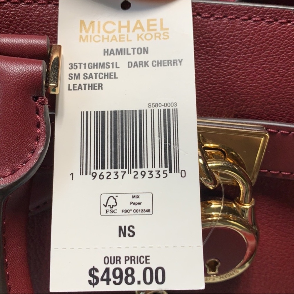Michael Kors Hamilton Small Satchel Shoulder Crossbody Bag Dark Cherry COLOR - Picture 8 of 16
